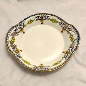 Nippon Bowl with Reticulated Handles, Floral, Hand Painted, Pre-1921 Vintage EUC